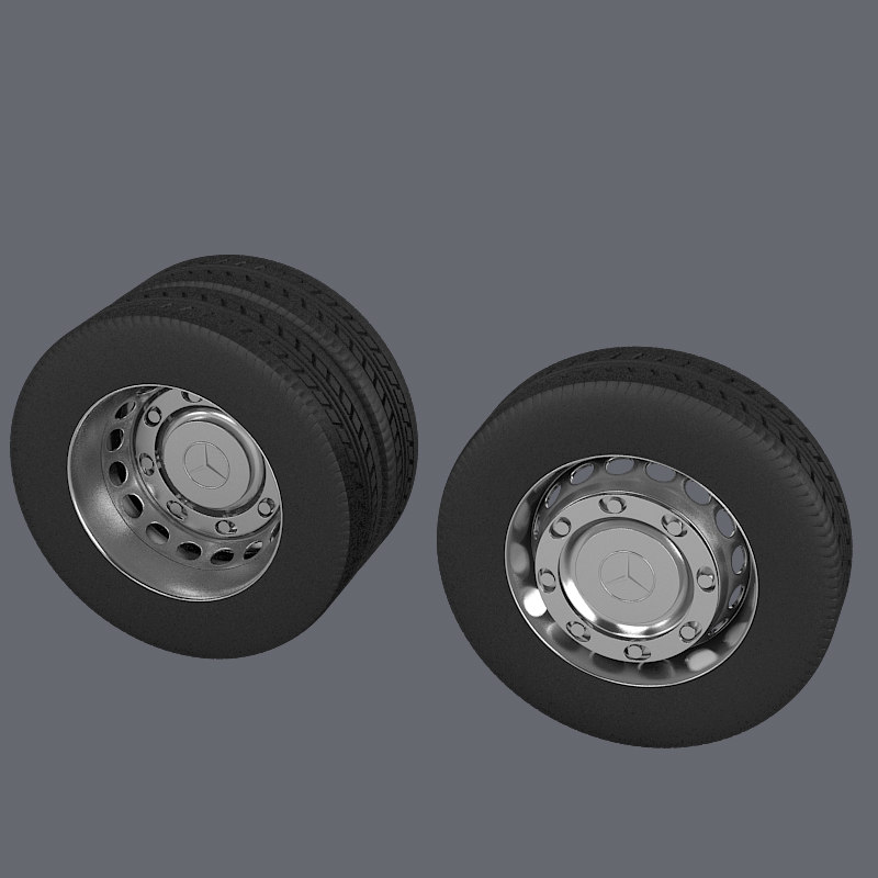 3d model heavy truck wheel set